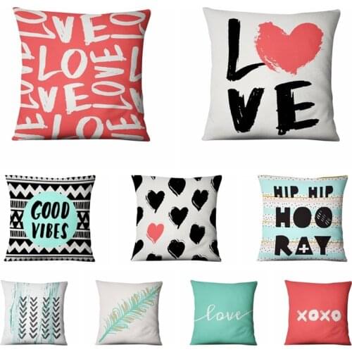 Ins Fresh Love Thin Linen Pillowcase Letter Cushion Decorative Pillow Home Decor Sofa Throw Pillow Almofadas Decorativas Para