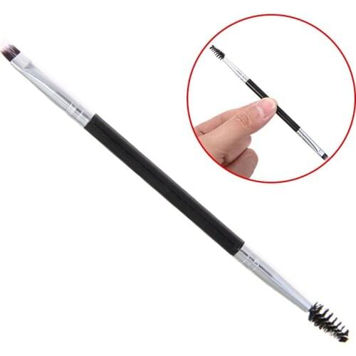 2 in 1 Wooden Handle Double-Ended Beauty Makeup Eyelash Angled Eyebrow Brush Spiral Eyelash Makeup Brush Cosmetic Beauty Tool