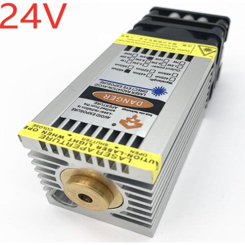 24V 7W 15W laser head, blue laser module, actual wattage. Actual power, oxidizable metal can be carved, with PWM TTL