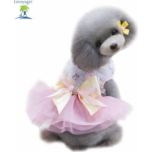 Summer Pet Dress Tutu Dog Dresses Pet Princess Lace Wedding Clothing Rose Bow Skirt for Small Dogs Teddy Clothing Lovoyager