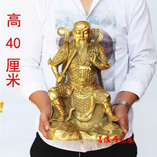Company shop exorcise evil spirits Bless GOOD LUCK Talisman Taoism "Zhen WU DA DI" GOD Brass FENG SHUI statue