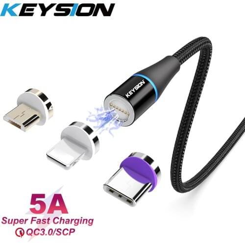 KEYSION 5A Magnetic Type-C Cable For Huawei Samsung Xiaomi USB C fast Micro USB Phone Magnet Charger Cable For iPhone 11 Xs 8 XR