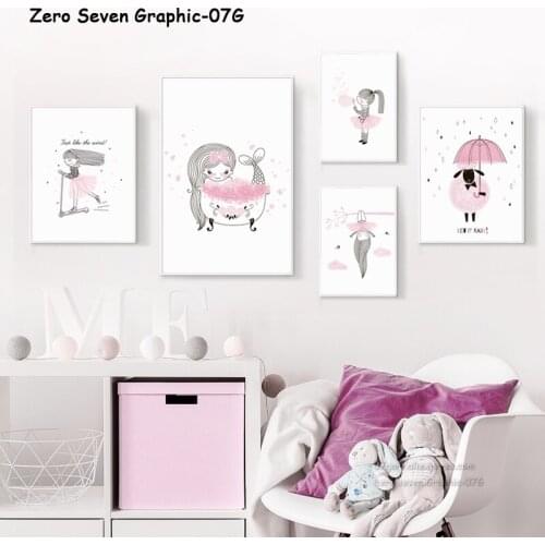 Lovely Canvas Poster And Print Dreamy Pink Baby Girl Blowing Bubble Mermaid Wall Art Picture Children Gift Home Decoration