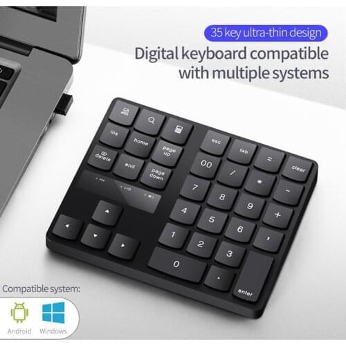 Keyboard Mini Keyboard Wireless Number Pad Rechargeable Keypad For Laptop PC 35 Keys One Hand Ergonomic Game Keypad 2021