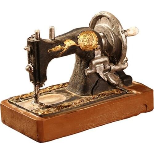 Retro Style Vintage Sewing Machine Model Resin Desktop Display Figurines Decoration Crafts Ornament for Office Home