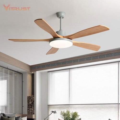 Strong Wind Ceiling Fan with Bright LED Light Fashion Wooden Ceiling Fan for Indoor Outdoor