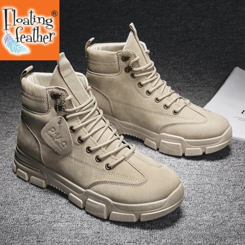 2020 New Men Boots Leather Waterproof Lace Up Military Boots Men Winter Ankle Lightweight Shoes for Men Winter Casual Non Slip