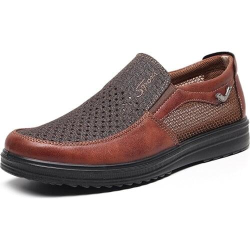 Men Casual Mesh Shoes Fashion Men Sneakers Handmade Breathable Mens Loafers Moccasins Luxury Brand Boat Shoes Plus Size 38-50