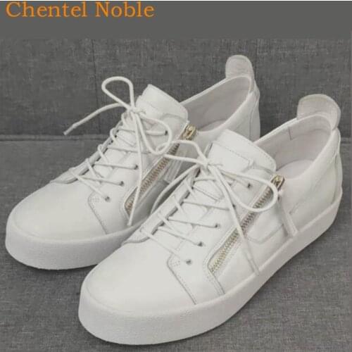 Brand Resigner Chentel Noble Leather White Color Men Casual Shoes Party Shoes Men High Quality Flats Tenis Masculino Big Size