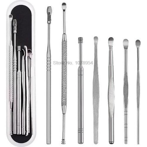 200set 7pcs/set Ear Wax Pickers Stainless Steel Remover Ear Pick Cleaner Ear Cleaner Spoon Care Ear Clean Tool