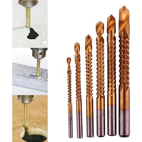 6pcs x 3-8mm Titanium Coated HSS Drill Bit Set Hole Cutter Woodworking Tool DIY Tools