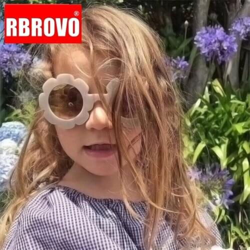 RBROVO 2021 New Lovely Sunglasses Girls Vintage Flower Metal Luxury Glasses Boys Retro Travel Oculos De Sol Feminino UV400
