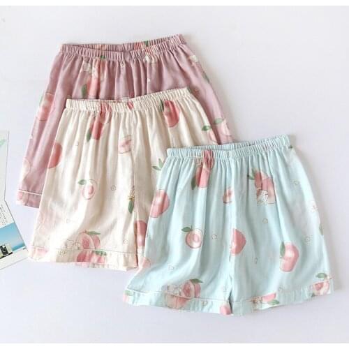 Pure Cotton Gauze Sleep Wear Womens Double-layer Summer Thin Shorts Lazy Loose Large Size Home Pants Szorty Do Spania