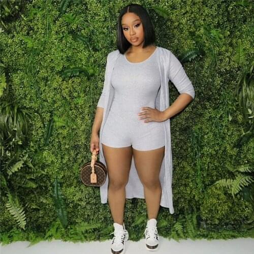 VAZN 2021 Autumn Overalls Young Solid Full Sleeve X-Long Cloth Top Short Pant Sexy Young High Waist Skinny Women 2 Piece Set