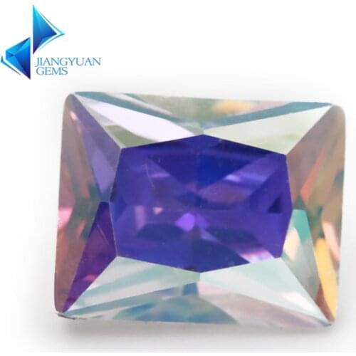 Size 3x5~10x12mm Plating AB Color Multicolor Cubic Zirconia Stone Rectangle Cut Loose CZ Stone Synthetic Gems