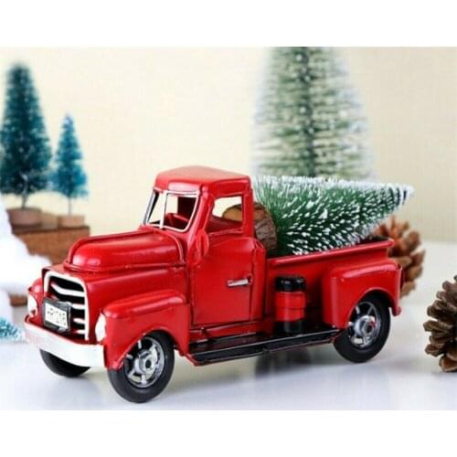Christmas Truck Retro Red Car Movable Wheels Model Iron Car Christmas Decoration For Home Xmas Girf Child adornos de navidad