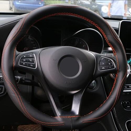 Steering-Wheel Protector Breathable PU Leather Universal 38cm DIY Car Steering Wheel Covers With Needle and Thread Soft