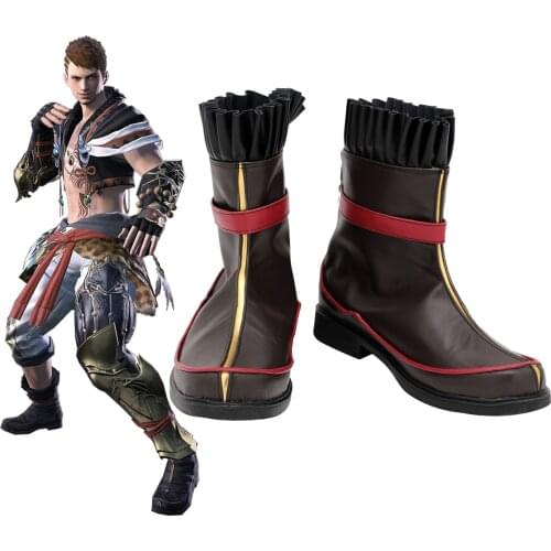 Final Fantasy XIV FF14 Warrior of Light Monk Cosplay Boots Brown Shoes Custom Made Any Size