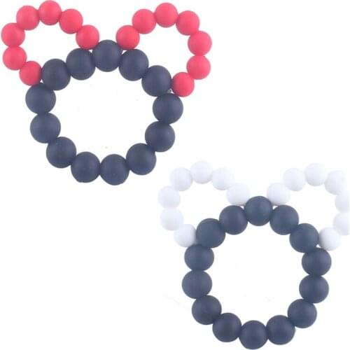 Silicone Baby Teething Beads Food Grade Cartoon Mouse Shape Beads For Necklaces Baby Teether Toy Nursing Baby Accessories