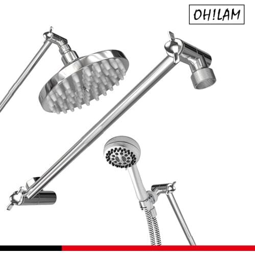 Solid Brass 12" Extra Long Shower Extension Arm Height/Angle Adjustable With a Unique Locking Gear Perfect Position Hold Al Head