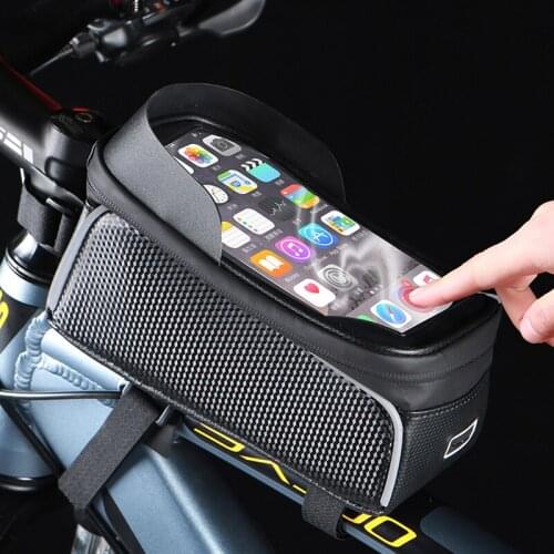 Bicycle Front Frame Touch Screen Waterproof Phone Bag MTB Top Tube Pannier Rainproof Smartphone GPS Touch Screen Case Holde