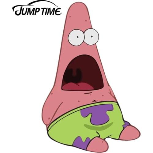 JumpTime 13cm x 8.6cm For Surprised Patrick Sticker Funny Cartoon Car Stickers Waterproof Car Bumper Window Decal
