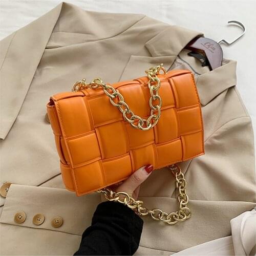 Women Crossbody Bag Weave Flap Bags For Women 2021 Quality Leather Thick Chain Shoulder Messenger Bags Female Handbag And Purse