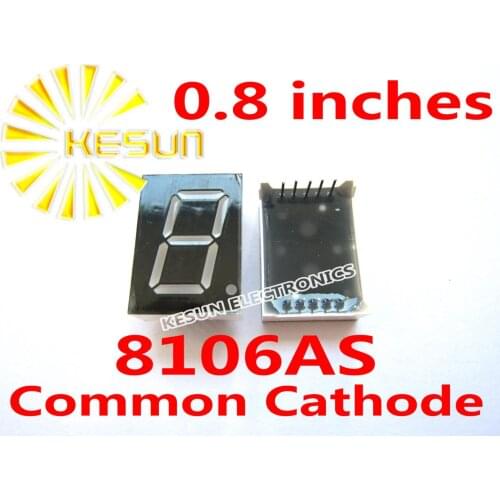 100PCS x 0.8 inches Red Jade Green 8106AS 8106BS 8106AGG 8106BGG Common Cathode Single Digital Tube LED Display Module