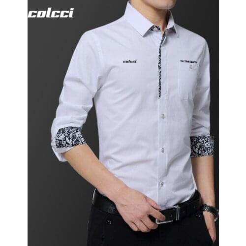 2021 Mens new brand shirts Embroidery Colcci aramy Sergio K Camisa Slim Fit casual social print top Long Sleeve Men shirt