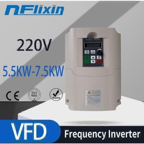 220V 5.5KW-7.5KW Frequency inverter Variable Frequency Converter for Water Pump Motor inverters 3 phase OUPUT AC Driver VFD