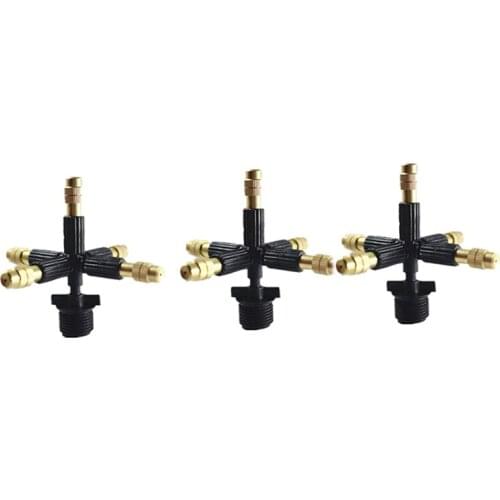 3PCS 5-Way Copper Atomizing Nozzle Garden Greenhouse Cooling System Watering Misting Sprayer 1/2Inch Male Thread