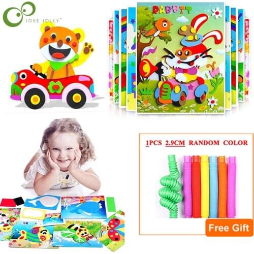 3D Art Cartoon Creative Educational Toys For Children Kids EVA Sticky Mosaics Puzzle DIY Foam EVA Stickers Handmade WYW