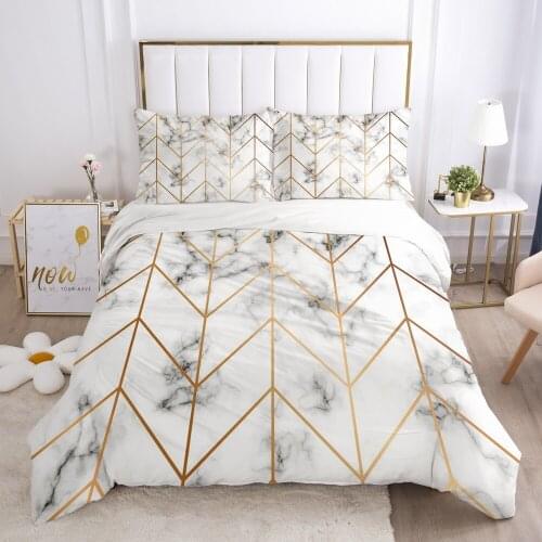 3D Bedding Set Comforter Duvet Cover Pillowcases Luxury Bed Linens Bed Set Queen King Europe Russia Size Nordic Striped Marble