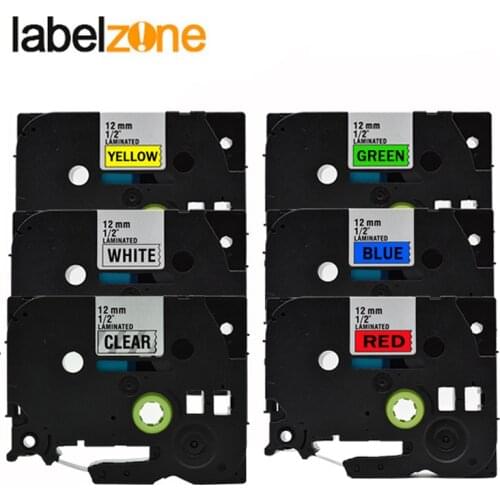 6pcs 12mm compatible Brother P-touch Tze Tape TZe131 TZe231 TZe431 TZe531 TZe631 TZe731 tze-231 Label Ribbon for Brother Tape