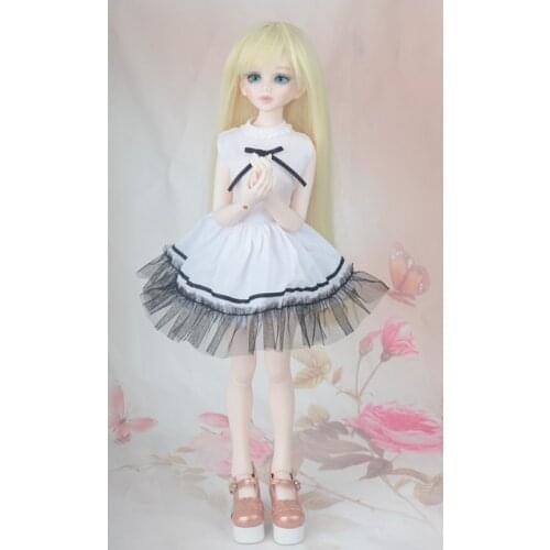 Doll accessories bjd clothes 1/4 bjd doll white cute sleeveless dresses other size can be customized
