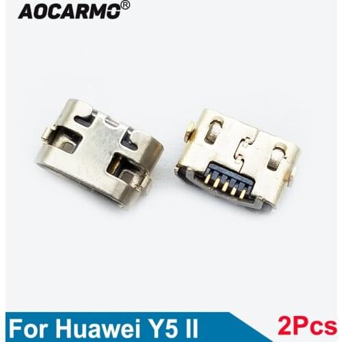 Aocarmo 2Pcs / Lot For Huawei Y5 II USB Charger Charging Port Dock Connector Replacement Part