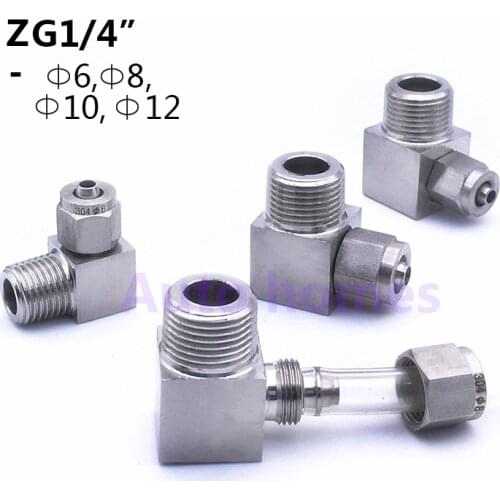 Stainless steel Quick coupler ZG1/4'' male O.D 6 8 10 12 mm PU tube fast twist hose SS304 L type connector fitting