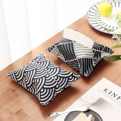 Cotton linen Tissue Case Box Container Simple Home Car Towel Napkin Papers Bag Holder Box Case Pouch Household Table Decor
