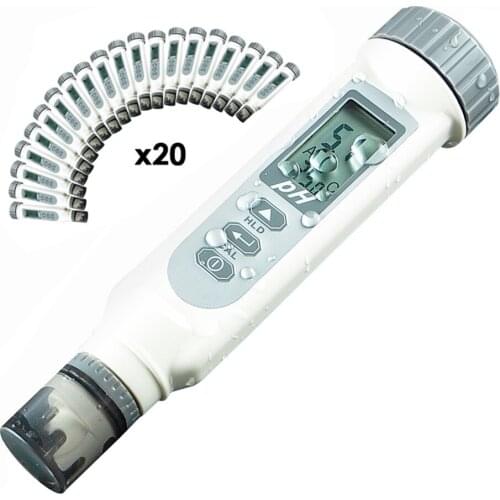 20 pieces x Digital Waterproof Pentype pH Meter Tester Auto calibration + pH Powders pH4.01 pH7.00 & pH10.01 , lot of 20