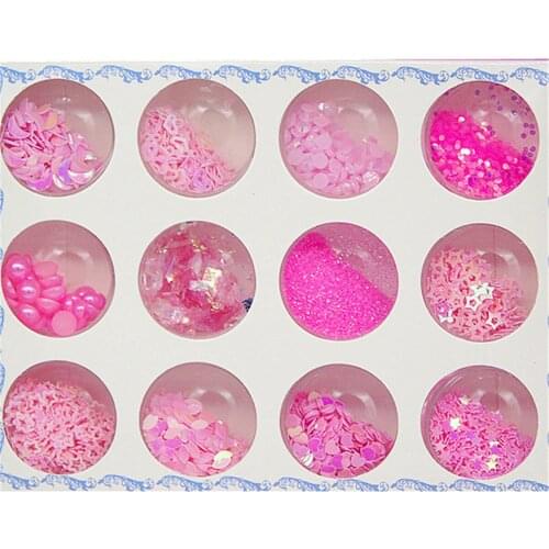 Nail Art Pink Sequins Shell Paper Pearl Decorations Nail Glitter Moon Star Round Dot Shape Paillette Flakes Powder Eyes Jewelry
