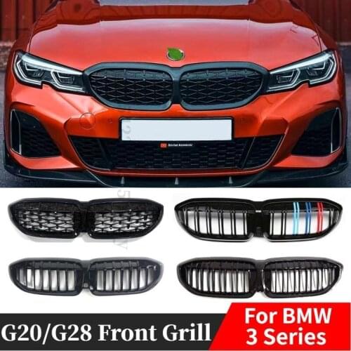 For BMW G20 3-Series G20 G21 G28 Grill 2019 18 20 Front Bumper Hood Kidney Racing Grilles Replacement Black Diamond Meteor Style