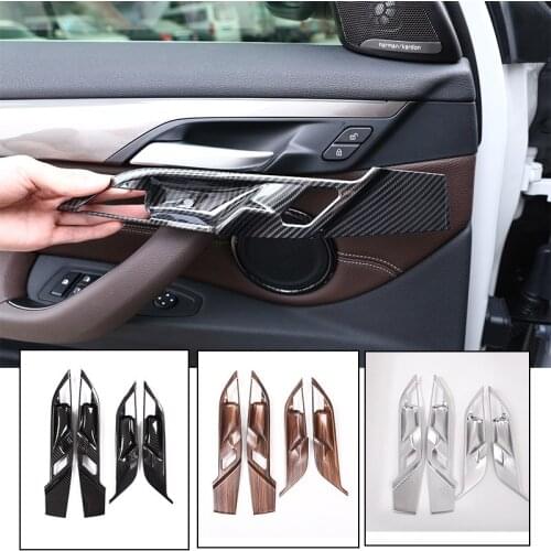 For BMW X2 F47 2018 2019 Carbon Fiber ABS Interior Door Bowl Cover Trim For BMW X1 f48 2016-2019 Car Accessories 4pcs