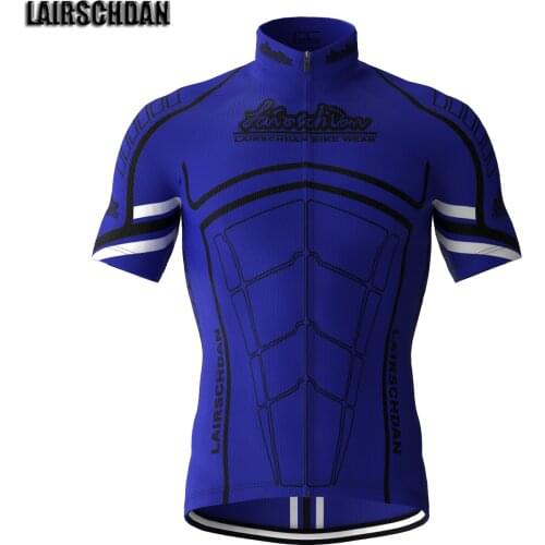 LairschDan Men Blue Short Sleeve Cycling Jersey Summer MTB Jerseys Shirt Pro Team Bike Top Road Bicycle Clothing Camisa Ciclismo