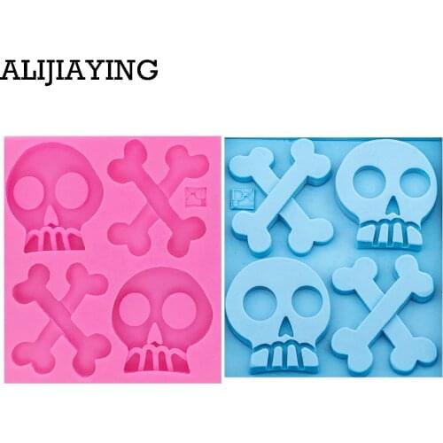 M0553 3D skull fondant Halloween cake decorating tools silicone mold chocolate mold soap, candle tool