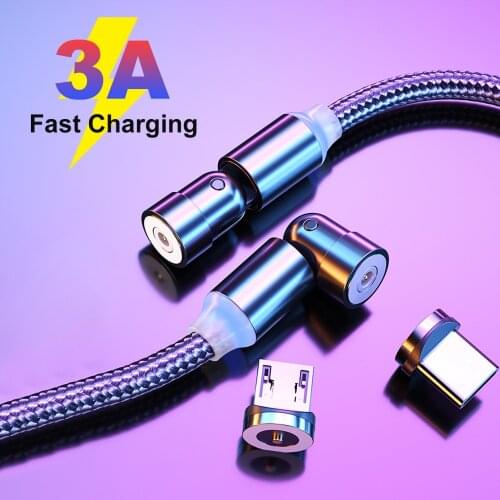 Magnetic 540 Degree Rotatable Micro-USB Type-c Fast Charging Cable for Phone Magnetic charging head mobile phone charging cable