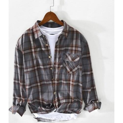 2021 Spring and Summer New Men Pure Cotton Plaid Long Sleeve Shirt Thin Coat GA-Z145