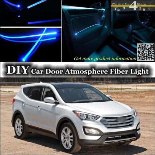 Interior Ambient Light Tuning Atmosphere Fiber Optic Band Lights For Hyundai Santa Fe Inside Door Panel illumination Tuning