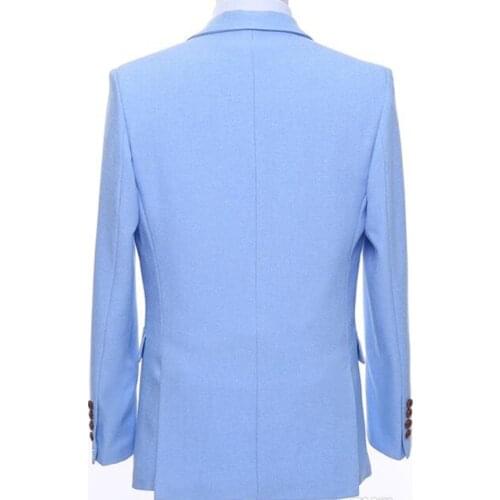 The latest custom three-piece mens sky blue mens suit for wedding slim fit tuxedo mens suit jacket pants vest