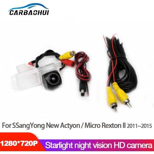 NEW ! Car Starlight Night Vision Rear View Reverse Backup Camera For SSangYong New Actyon Micro Rexton II 2011~2015 CCD HD
