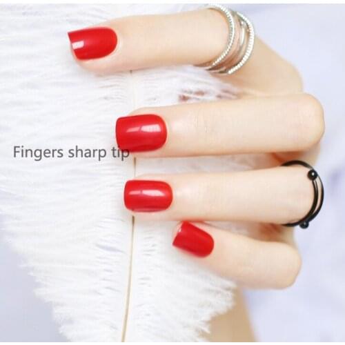 New design lady must Candy colors false nails 24pcs short round head red SN136